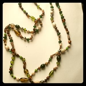 Long layering greens and browns necklace